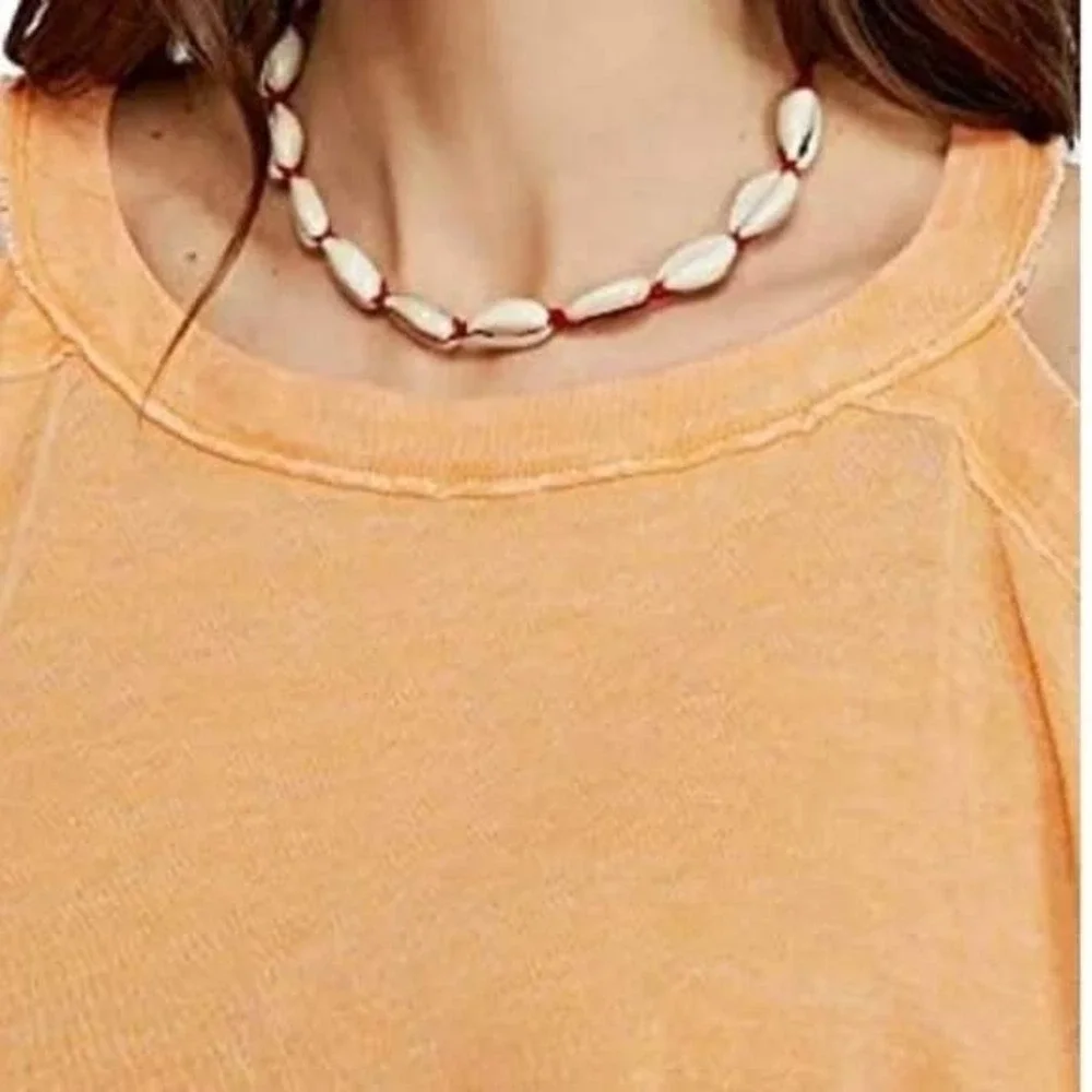 Free People Chill Out Cold Shoulder Oversized Top Tangerine Orange Size Med